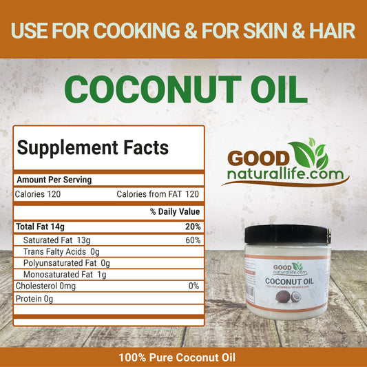 Aceite de coco: sin refinar y prensado en frío, aceite natural para el cabello, aceite para la piel y aceite para cocinar